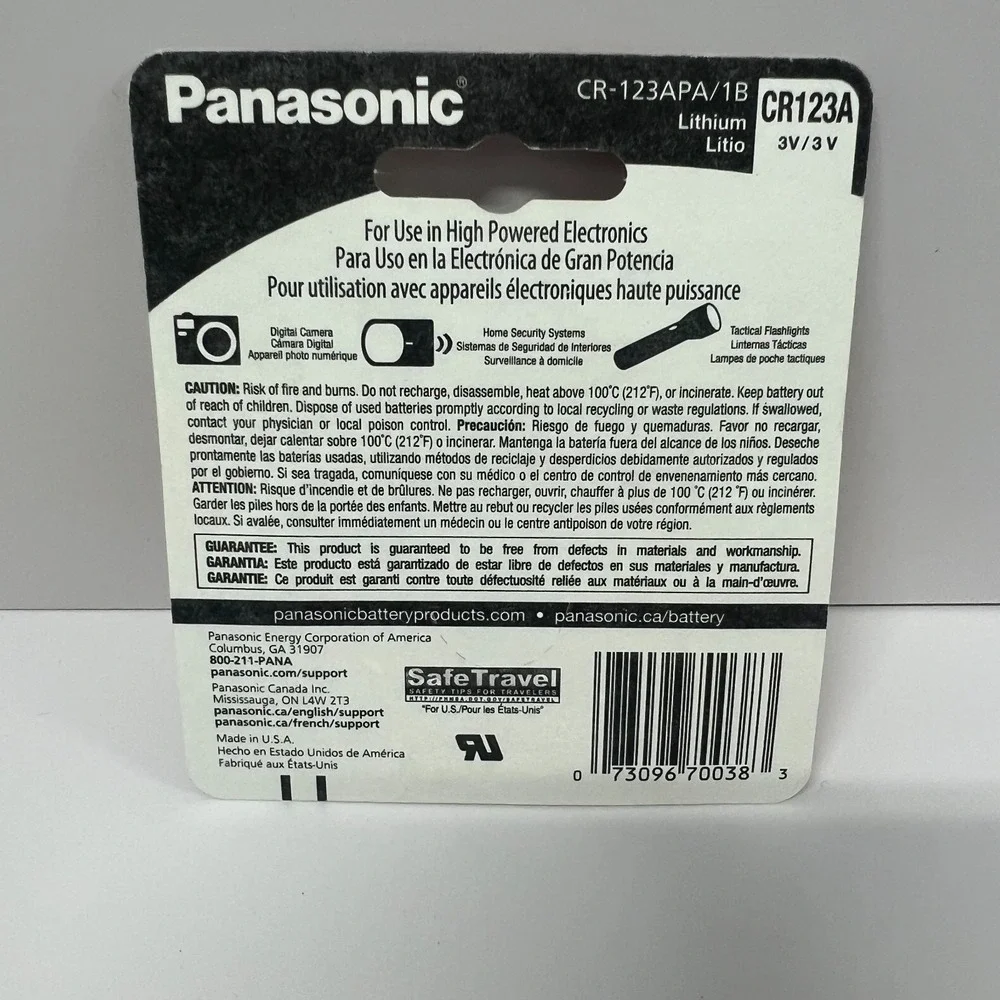 Lot of 6 Panasonic Lithium CR123A 3V Batteries for Flashlight Camera DL123A